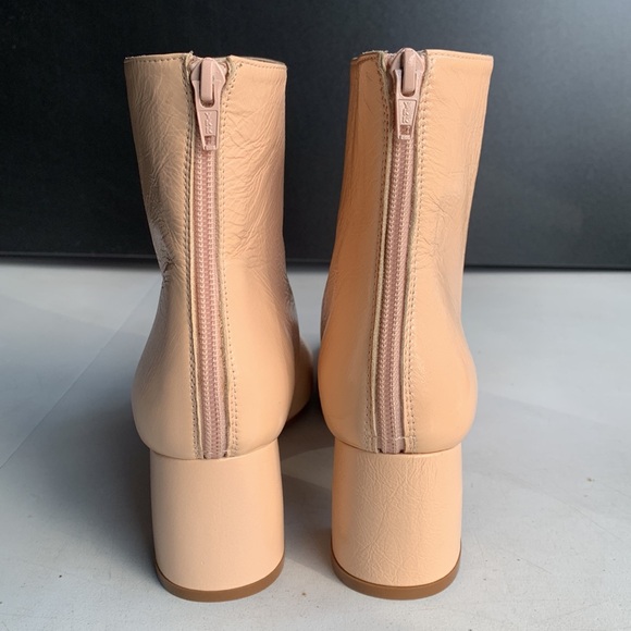 Stuart Weitzman Ankle Boots Women’s 6.5‎ Nude Beige Leather Zip Booties Heeled - Picture 12 of 16